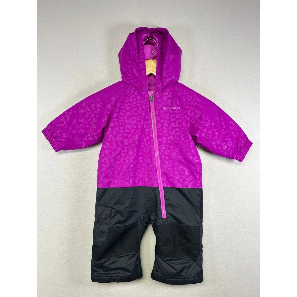Winter Columbia Kids 6-12 Months‎ Purple Leopard Print Hooded Bunting Snow Suit